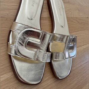 Cole Haan Metallic Gold Slide Sandals